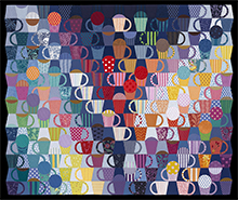 A Cup of Cubist Coffee and a Chocolate Chip Cookie  |  2023  |  55”  x 66”  |  Juried into Craftforms 2024, Wayne Art Center  |  Juried into Quilts=Art=Quilts  |  Juried into Summer Celebration of Quilts, New England Quilt Museum, 2023  |  Mercedes Matter Award, New York Studio School online exhibit on Artsy.com, September 2023 